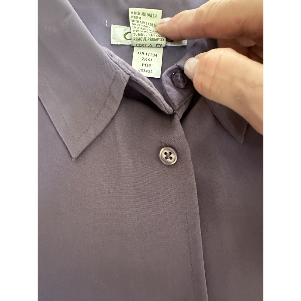 Orvis Men's XL Purple Solid Long Sleeve Button-Front Point Collar Dress Shirt - Picture 9 of 13